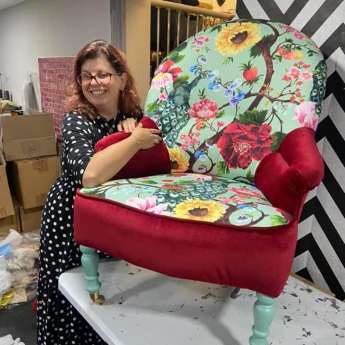 funky wingback chair design reupholstered